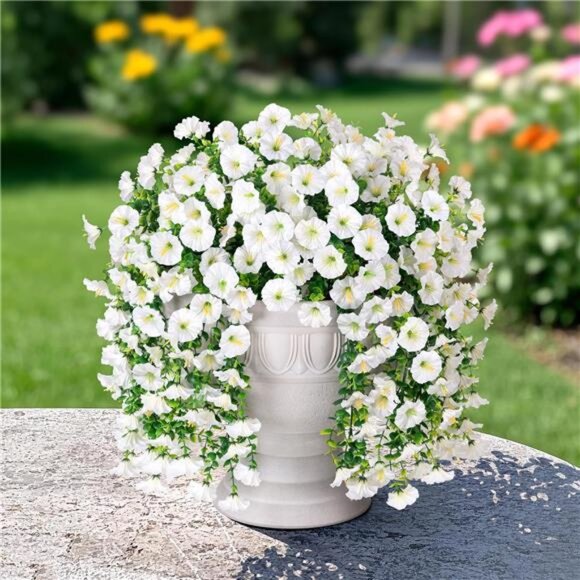 Artificial Faux Hanging Flowers Plants for Outdoor Decor, 2 PCS Fake Silk - Picture 5 of 8